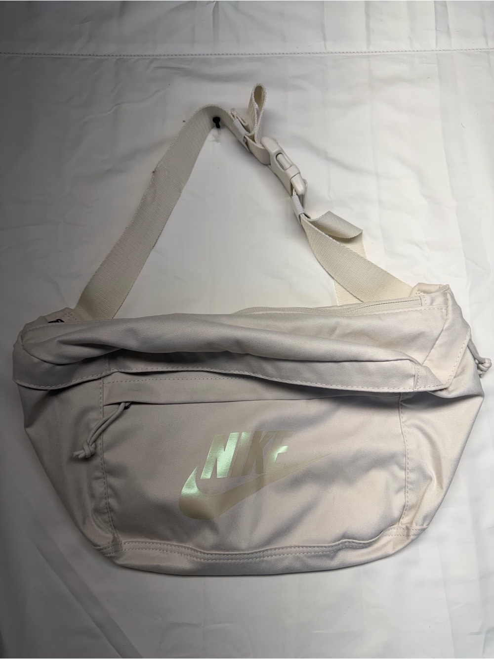 Nike White Crossbody Sling Bag with Iridescent Logo